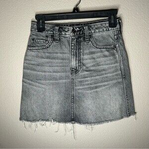 Abercrombie & Fitch gray A Line denim mini cut off skirt women's size XS 24